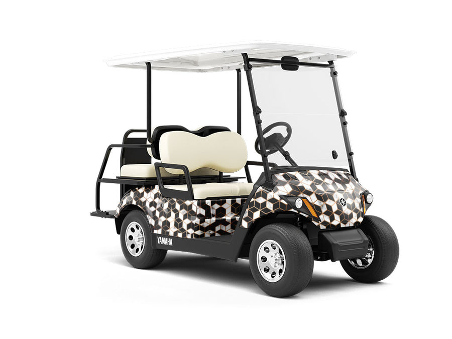 Black Cubes Tile Wrapped Golf Cart