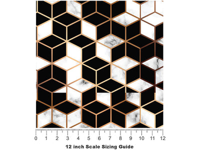 Black Cubes Tile Vinyl Film Pattern Size 12 inch Scale~Rwraps Black Cubes Tile Sizing Chart~3