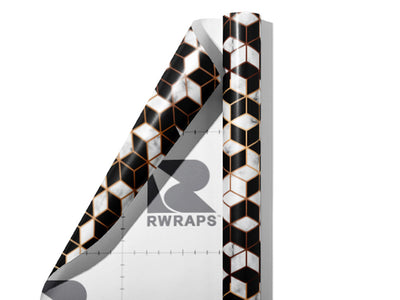 Black Cubes Tile Wrap Film Sheets~Rwraps Series 914 Black Cubes Tile Scrolled Sheet~4