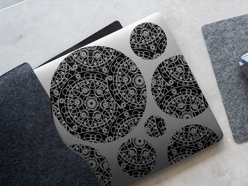black cylindrical mandala DIY Laptop Stickers