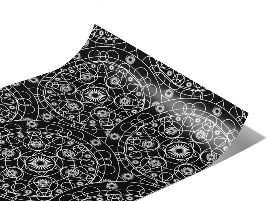 Black Cylindrical Mandala Vinyl Wraps~Rwraps Series 914 Digitally Printed Vinyl Wrap~0