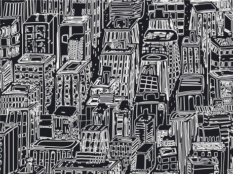 Black Downtown Cityscape Vinyl Wrap Pattern~Rwraps Series 914 Digitally Printed Vinyl Wrap~0