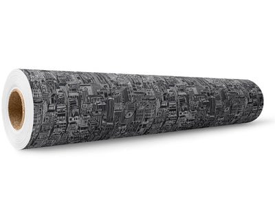 Black Downtown Cityscape Wrap Film Wholesale Roll~Rwraps Series 914 Digitally Printed Vinyl Roll~5