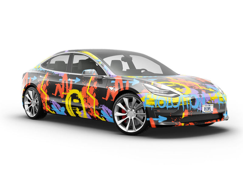 Black Evolution Graffiti Vehicle Vinyl Wrap