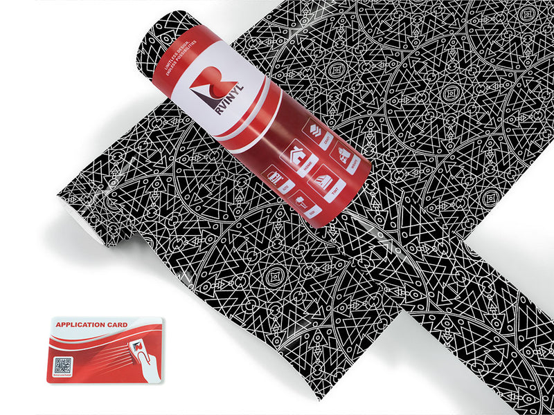 black geometric mandala Craft Vinyl Roll