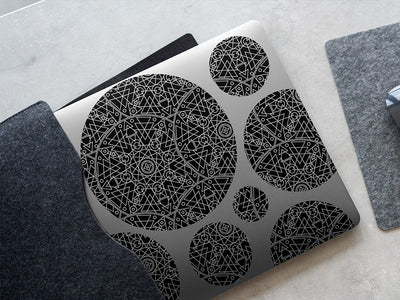 black geometric mandala DIY Laptop Stickers