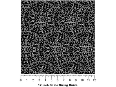 Black Geometric Mandala Vinyl Film Pattern Size 12 inch Scale~Rwraps Black Geometric Mandala Sizing Chart~2