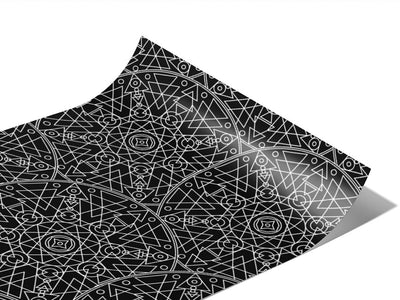 Black Geometric Mandala Vinyl Wraps~Rwraps Series 914 Digitally Printed Vinyl Wrap~0