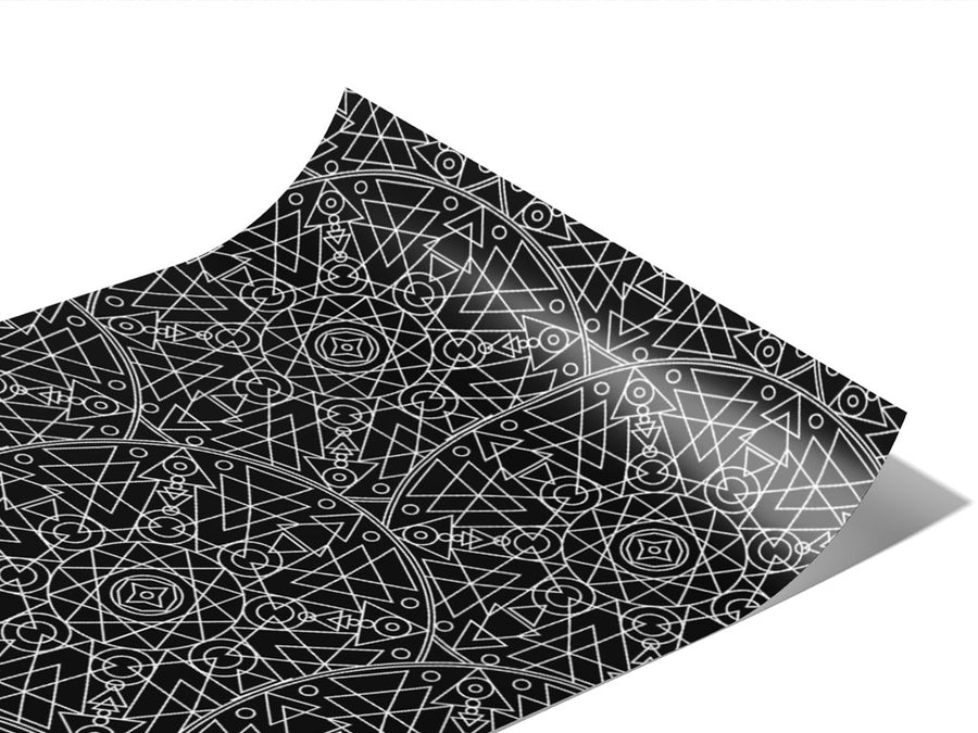Black Geometric Mandala Vinyl Wraps~Rwraps Series 914 Digitally Printed Vinyl Wrap~0