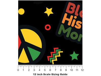 Black History Americana Vinyl Film Pattern Size 12 inch Scale~Rwraps Black History Americana Sizing Chart~3