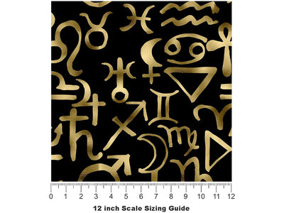 Black Horoscopes Astrology Vinyl Film Pattern Size 12 inch Scale~Rwraps Black Horoscopes Astrology Sizing Chart~2