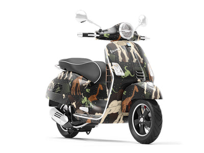 Black Ice Dinosaur Vespa Scooter Wrap Film