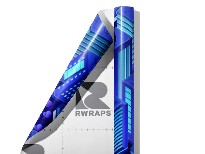 Black Light Cityscape Wrap Film Sheets~Rwraps Series 914 Black Light Cityscape Scrolled Sheet~4
