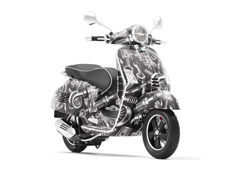 Black Motor Cars Vespa Scooter Wrap Film