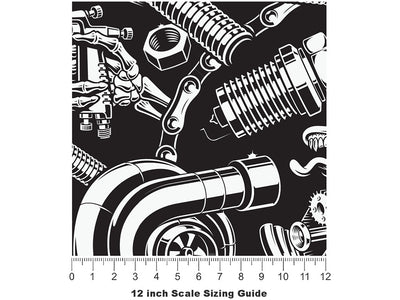 Black Motor Cars Vinyl Film Pattern Size 12 inch Scale~Rwraps Black Motor Cars Sizing Chart~2