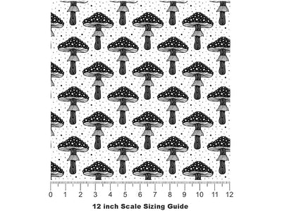 Black Mucismol Mushroom Vinyl Film Pattern Size 12 inch Scale~Rwraps Black Mucismol Mushroom Sizing Chart~2