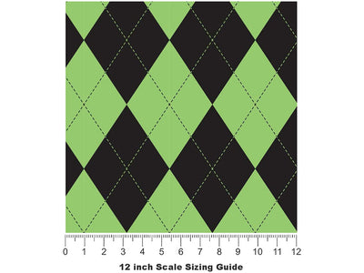 Black Olive Argyle Vinyl Film Pattern Size 12 inch Scale~Rwraps Black Olive Argyle Sizing Chart~2