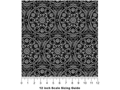 Black Polygons Mandala Vinyl Film Pattern Size 12 inch Scale~Rwraps Black Polygons Mandala Sizing Chart~2