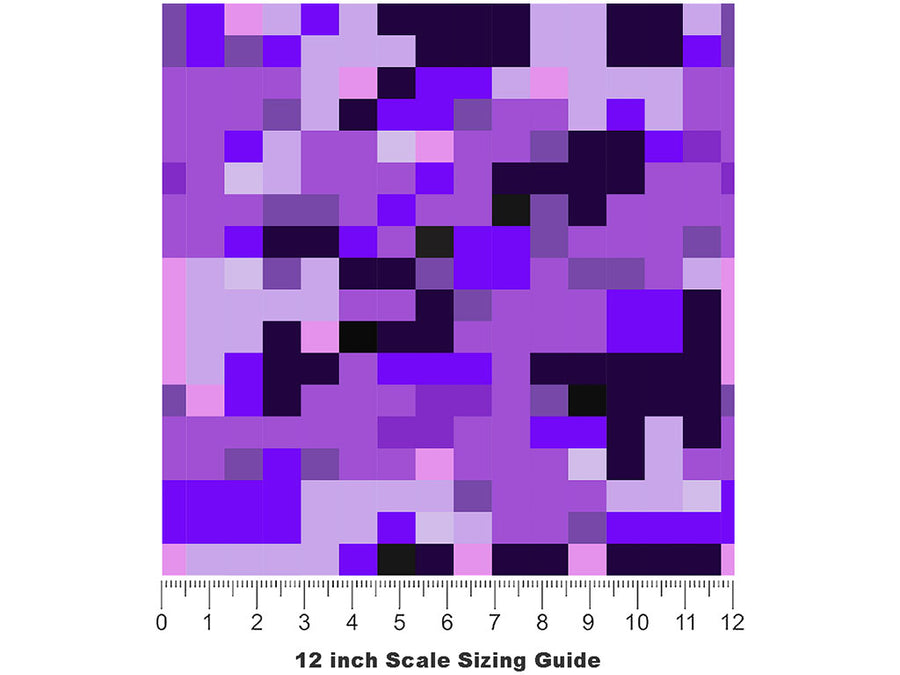 Black Rain Pixel Vinyl Film Pattern Size 12 inch Scale~Rwraps Black Rain Pixel Sizing Chart~2