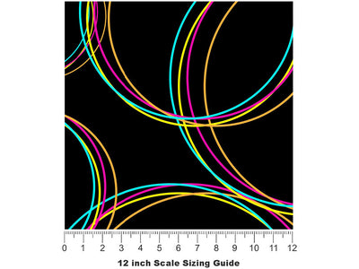 Black Rainbow Abstract Vinyl Film Pattern Size 12 inch Scale~Rwraps Black Rainbow Abstract Sizing Chart~2