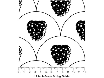 Black Satin Fruit Vinyl Film Pattern Size 12 inch Scale~Rwraps Black Satin Fruit Sizing Chart~2