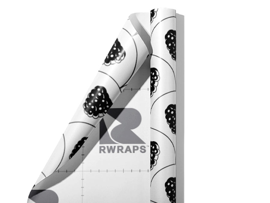 Black Satin Fruit Wrap Film Sheets~Rwraps Series 914 Black Satin Fruit Scrolled Sheet~3