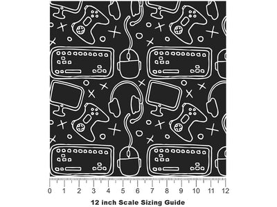 Black Setup Gaming Vinyl Film Pattern Size 12 inch Scale~Rwraps Black Setup Gaming Sizing Chart~2
