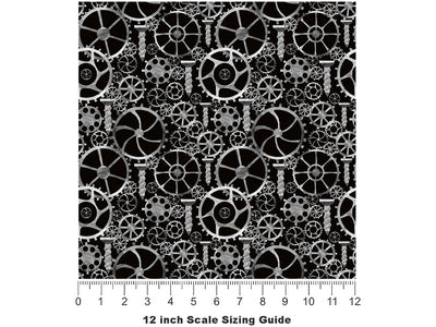 Black Tools Steampunk Vinyl Film Pattern Size 12 inch Scale~Rwraps Black Tools Steampunk Sizing Chart~2