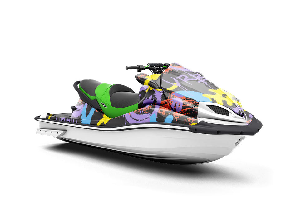 Black Urban Graffiti Jet Ski Vinyl Customized Wrap