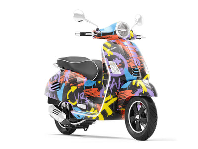 Black Urban Graffiti Vespa Scooter Wrap Film