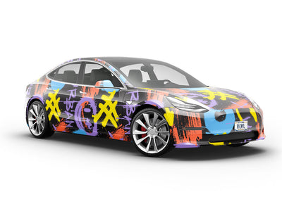 Black Urban Graffiti Vehicle Vinyl Wrap
