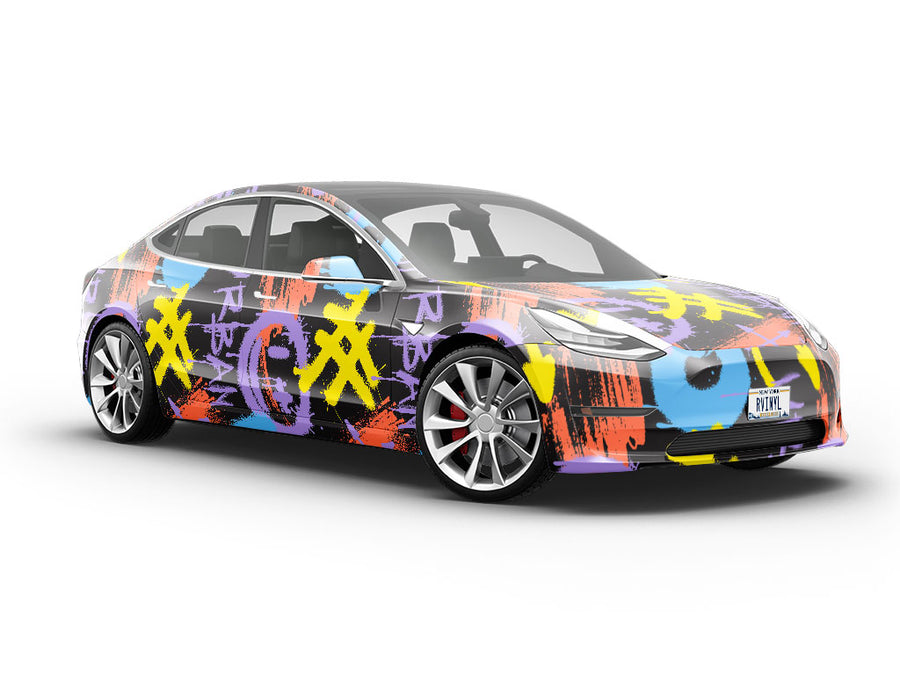 Black Urban Graffiti Vehicle Vinyl Wrap