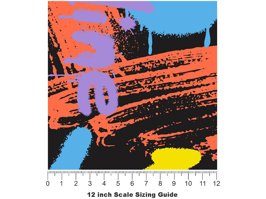Black Urban Graffiti Vinyl Film Pattern Size 12 inch Scale~Rwraps Black Urban Graffiti Sizing Chart~3
