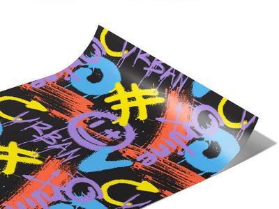 Black Urban Graffiti Vinyl Wraps~Rwraps Series 914 Digitally Printed Vinyl Wrap~1