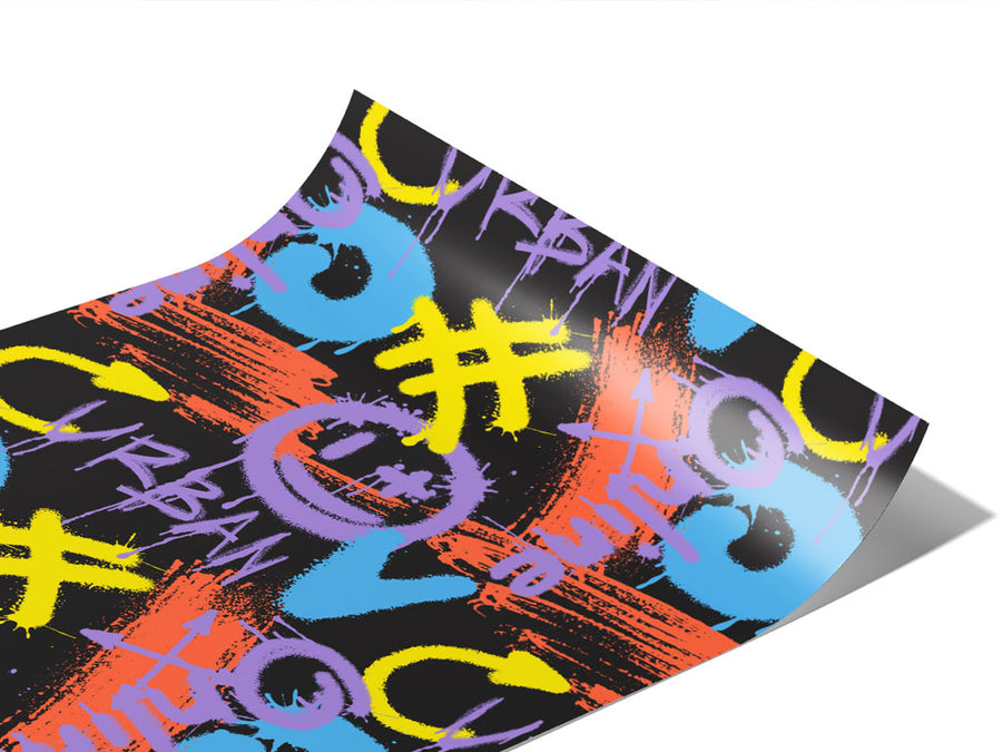 Black Urban Graffiti Vinyl Wraps~Rwraps Series 914 Digitally Printed Vinyl Wrap~1