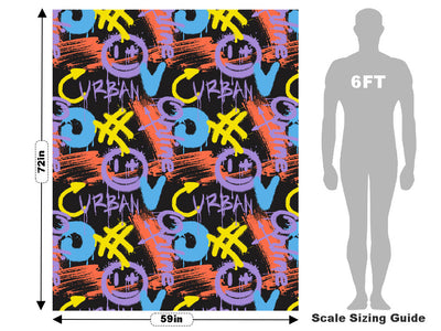 Black Urban Graffiti Vehicle Wrap Scale~Rwraps Series 914 Black Urban Graffiti Measurements~2