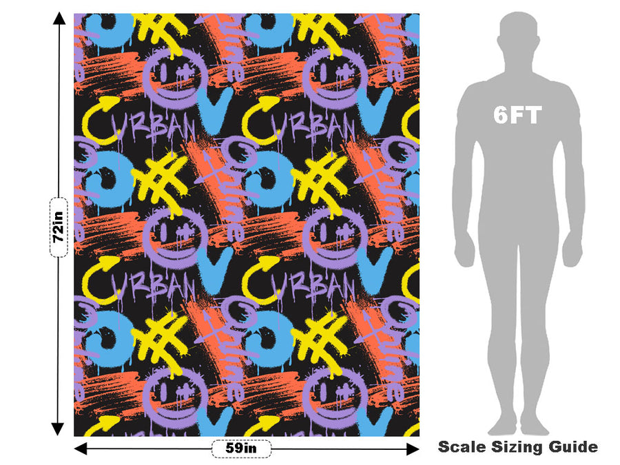Black Urban Graffiti Vehicle Wrap Scale~Rwraps Series 914 Black Urban Graffiti Measurements~2