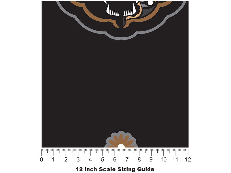 Black Vengeance Animal Vinyl Film Pattern Size 12 inch Scale~Rwraps Black Vengeance Animal Sizing Chart~2