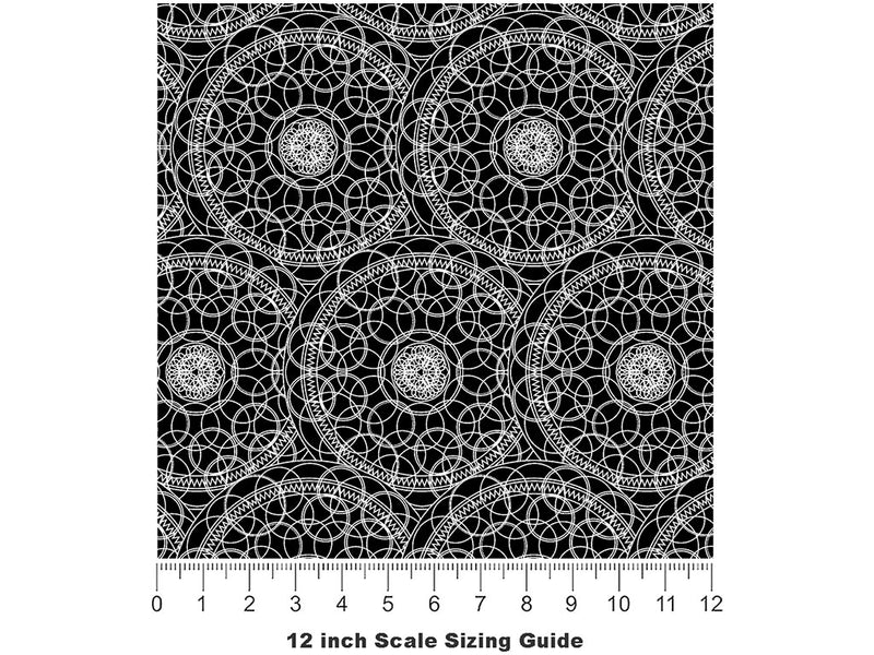 Black Venn Mandala Vinyl Film Pattern Size 12 inch Scale~Rwraps Black Venn Mandala Sizing Chart~2