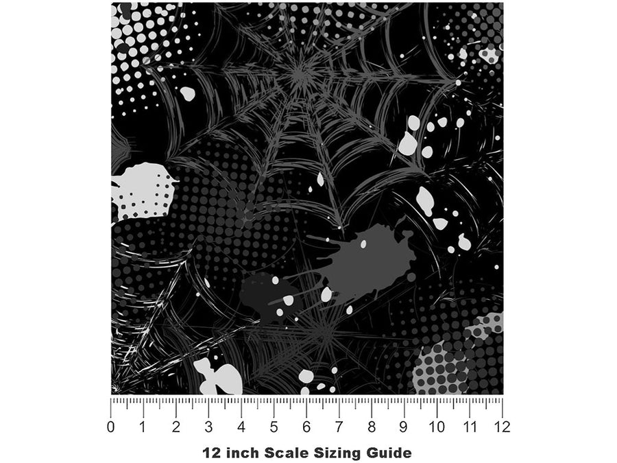Black Webs Graffiti Vinyl Film Pattern Size 12 inch Scale~Rwraps Black Webs Graffiti Sizing Chart~3