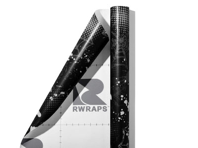 Black Webs Graffiti Wrap Film Sheets~Rwraps Series 914 Black Webs Graffiti Scrolled Sheet~4