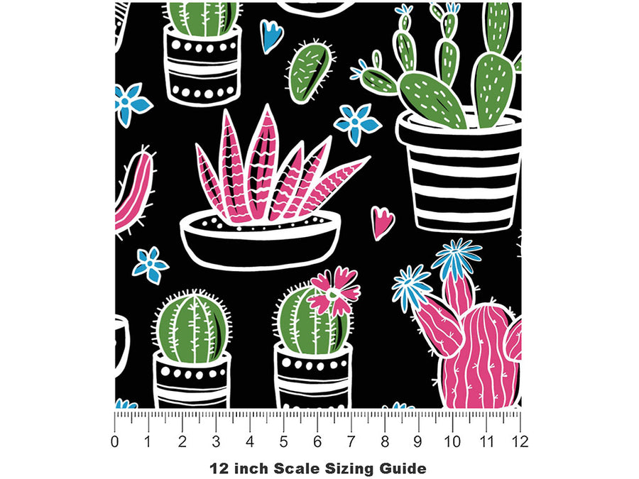 Blacklight Bonanza Cacti Vinyl Film Pattern Size 12 inch Scale~Rwraps Blacklight Bonanza Cacti Sizing Chart~2
