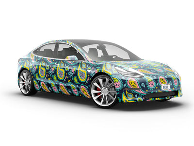 Blacklight Buds Paisley Vehicle Vinyl Wrap