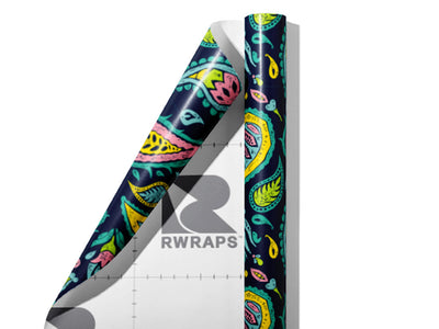 Blacklight Buds Paisley Wrap Film Sheets~Rwraps Series 914 Blacklight Buds Paisley Scrolled Sheet~3