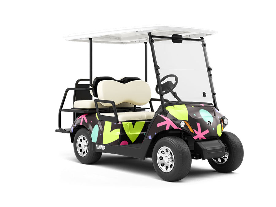 Blazing Fireworks Heart Wrapped Golf Cart