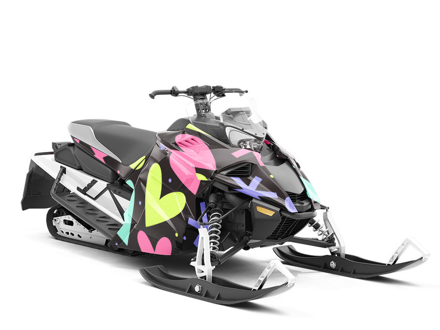 Blazing Fireworks Heart Custom Wrapped Snowmobile