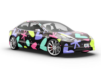 Blazing Fireworks Heart Vehicle Vinyl Wrap