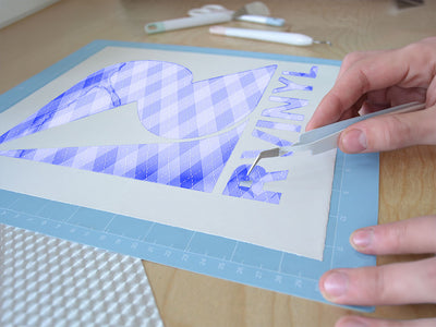 blooming periwinkle argyle Easy Weed Craft Vinyl