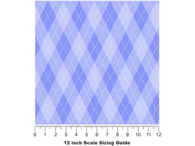Blooming Periwinkle Argyle Vinyl Film Pattern Size 12 inch Scale~Rwraps Blooming Periwinkle Argyle Sizing Chart~2