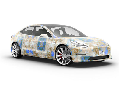 Blossoming Gold Tile Vehicle Vinyl Wrap
